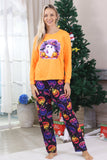 Laranja impresso manga longa família pijama de Halloween