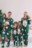 Verde escuro Papai Noel Print Manga Longa Família Pijamas de Natal