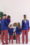Royal Blue Print Plaid Natal Combinando Pijama Família
