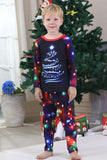 Navy Lights Tree Print Família Combinando Conjuntos de Pijamas de Natal