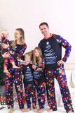Navy Lights Tree Print Família Combinando Conjuntos de Pijamas de Natal