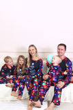 Navy Lights Tree Print Família Combinando Conjuntos de Pijamas de Natal