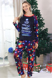 Navy Lights Tree Print Família Combinando Conjuntos de Pijamas de Natal
