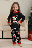 Preto Natal Papai Noel Print Família Combinando Conjuntos de Pijamas
