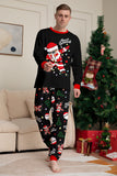 Preto Natal Papai Noel Print Família Combinando Conjuntos de Pijamas