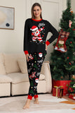 Preto Natal Papai Noel Print Família Combinando Conjuntos de Pijamas
