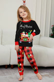 Preto Vermelho Estampa Feliz Natal Xadrez Família Combinando Conjunto de Pijamas
