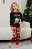 Preto Vermelho Estampa Feliz Natal Xadrez Família Combinando Conjunto de Pijamas