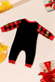 Preto Vermelho Estampa Feliz Natal Xadrez Família Combinando Conjunto de Pijamas