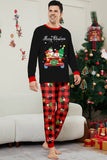 Preto Vermelho Estampa Feliz Natal Xadrez Família Combinando Conjunto de Pijamas