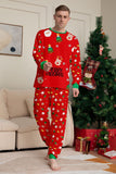 Natal aconchegante vermelho print família combinando conjunto de pijamas