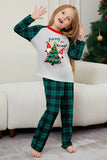 Verde Feliz Natal Xadrez Print Família Combinando Pijamas set