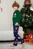 Verde Blue Tree Print Manga Longa Natal Família Combinando Pijamas