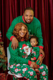 Papai Noel verde escuro impresso Natal Família combinando pijamas