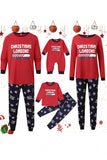 Vermelho impresso manga longa Natal Família Pijamas Sets