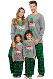 Cinzento Verde Xadrez Estampa Natal Família Combinando Conjunto de Pijamas