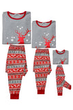 Cinzento Vermelho Listras Elk Print Natal Família Combinando Conjunto de Pijamas