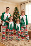 Conjuntos de Pijamas de Família com Estampado de Árvore de Natal Verde de 2 Peças