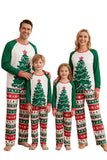 Conjuntos de Pijamas de Família com Estampado de Árvore de Natal Verde de 2 Peças