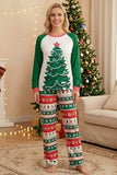 Conjuntos de Pijamas de Família com Estampado de Árvore de Natal Verde de 2 Peças