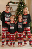 Conjunto de Pijamas Familiares com Padrão Preto Vermelho Vermelho de Boneco de Neve Fair Isle