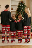 Conjunto de Pijamas Familiares com Padrão Preto Vermelho Vermelho de Boneco de Neve Fair Isle