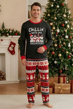 Conjunto de Pijamas Familiares com Padrão Preto Vermelho Vermelho de Boneco de Neve Fair Isle