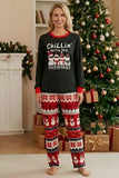 Conjunto de Pijamas Familiares com Padrão Preto Vermelho Vermelho de Boneco de Neve Fair Isle