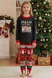 Conjunto de Pijamas Familiares com Padrão Preto Vermelho Vermelho de Boneco de Neve Fair Isle