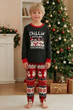 Conjunto de Pijamas Familiares com Padrão Preto Vermelho Vermelho de Boneco de Neve Fair Isle