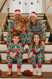 Conjuntos de pijama familiar de decote redondo verde vermelho Fair Isle