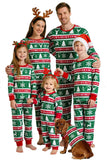 Conjuntos de pijama familiar de decote redondo verde vermelho Fair Isle
