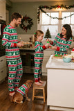 Conjuntos de pijama familiar de decote redondo verde vermelho Fair Isle