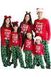 Conjunto de Pijamas Familiares Estampados de Natal Verde e Vermelho