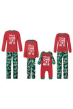 Conjunto de Pijamas Familiares Estampados de Natal Verde e Vermelho