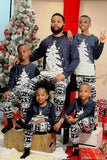 Conjunto de pijama familiar de manga comprida com estampado de Natal marinho