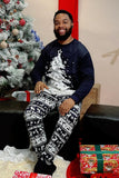 Conjunto de pijama familiar de manga comprida com estampado de Natal marinho