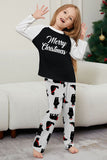 Conjunto de pijamas familiares pretos de manga comprida com estampado de Natal a condizer