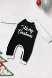 Conjunto de pijamas familiares pretos de manga comprida com estampado de Natal a condizer