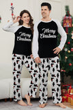 Conjunto de pijamas familiares pretos de manga comprida com estampado de Natal a condizer