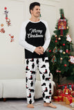 Conjunto de pijamas familiares pretos de manga comprida com estampado de Natal a condizer