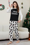 Conjunto de pijamas familiares pretos de manga comprida com estampado de Natal a condizer
