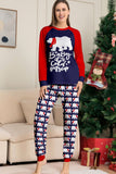 Conjunto de pijama familiar de decote redondo e mangas longas, decote redondo azul-marinho