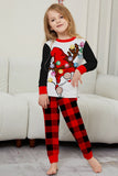 Conjunto de pijamas familiares de manga comprida estampados de Natal preto e vermelho