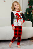 Conjunto de pijamas familiares de manga comprida estampados de Natal preto e vermelho