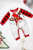 Conjunto de pijamas familiares de manga comprida estampados de Natal preto e vermelho