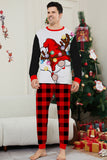 Conjunto de pijamas familiares de manga comprida estampados de Natal preto e vermelho