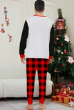Conjunto de pijamas familiares de manga comprida estampados de Natal preto e vermelho
