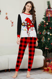 Conjunto de pijamas familiares de manga comprida estampados de Natal preto e vermelho