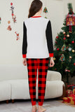Conjunto de pijamas familiares de manga comprida estampados de Natal preto e vermelho